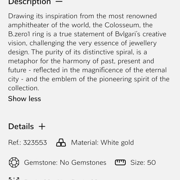 Bvlgari B.zero1 Four-Band Ring 18kt White Gold Size 50 - Picture 3 of 10